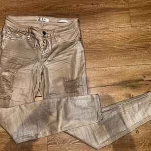 Metallic Silver Guess Distressed Women's Jeans